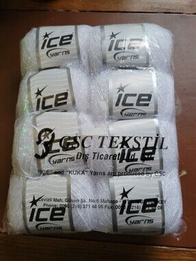 8 Bright White Ice sparkle Soft yarn  50 gr/1.75 oz